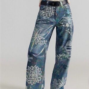 Free People Tinsley High Rise Straight Leg in Lace Luster